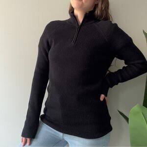 Express Black Half-Zip Turtleneck Sweater ribbed long sleeve classic fall winter